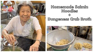 Homemade Saimin Noodles and Dungeness Crab Broth Hawaii Cooking [upl. by Aihsyt41]