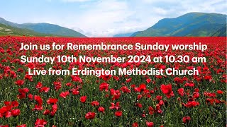 Join us for Remembrance Sunday Worship from Erdington Methodist Church [upl. by Domenech]