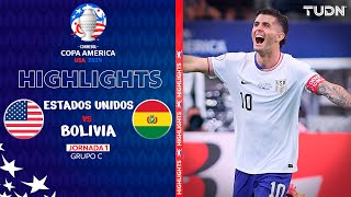 HIGHLIGHTS  Estados Unidos vs Bolivia  Copa América 2024  J1  TUDN [upl. by Bautram]