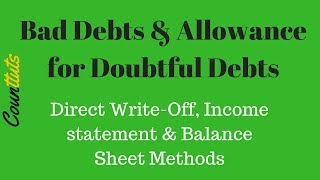 Bad Debt amp Allowance for Bad Debts  Direct WriteOff Balance Sheet amp Income Statement Method [upl. by Danie]