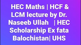 HEC Maths  HCF amp LCM lecture by Dr Naseeb Ullah  HEC Scholarship Ex fata Balochistan UHS [upl. by Aretha]