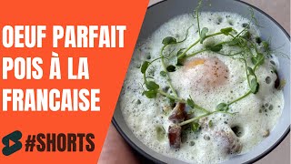 Oeuf parfait petit pois à la française et émulsion au lard  sous vide à la maison shorts [upl. by Nythsa415]