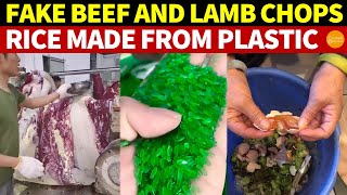 Scary Counterfeit Foods In China Fake Beef and Lamb ChopsRice Made from PlasticAluminum Dumplings [upl. by Kerwinn]