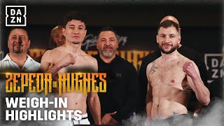 Official WeighIn Highlights William Zepeda vs Maxi Hughes [upl. by Eidnil]