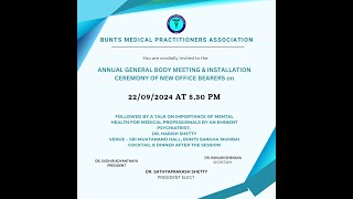 BUNTS MEDICAL PRACTITIONERS ASSOCIATION 22 9 24 DrSatyaprakash Shetty President [upl. by Nrevel556]