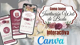 Como hacer paso a paso invitación de boda digital interactiva con Cuenta Regresiva en Canva gratis [upl. by Tipton]