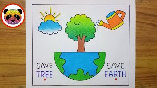 Earth Day Drawing  Earth Day Poster Drawing  World Earth Day Drawing  Environment Drawing Easy [upl. by Aplihs]