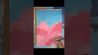 Pink cloud💖☁️paintingeasyartandcraftart [upl. by Hayley]