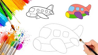 Simple and Easy Airplane Drawing  Painting Art  Coloring for Kids and Toddlers [upl. by Nyladnar]