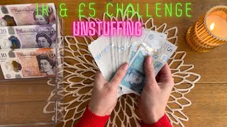 1K amp £5 CHALLENGE UNSTUFFING  SAVINGS CHALLENGES  UK CASH STUFFING [upl. by Yelsel]