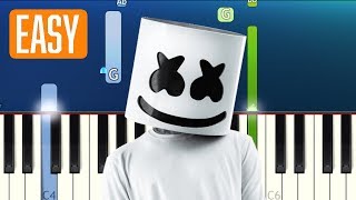 Marshmello  Here With Me ft CHRVCHES 100 EASY PIANO TUTORIAL [upl. by Ecinrahs]