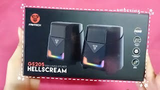 Unboxing the FANTECH HELLSCREAM GS205 RGB GAMING SPEAKER 🔥🖤 [upl. by Nellad588]