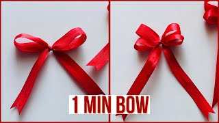 2 Quick Ways to tie a Bow in 1 Min   How to tie a Bow for Gift Box  Christmas Bow [upl. by Claiborn56]