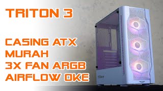 Casing ATX murah dengan 3 fan ARGB dan airflow oke  Armaggeddon Tritron 3 white [upl. by Buerger]