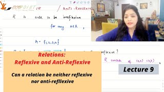 Set Theory  Part 6  Reflexive and Anti Reflexive Relations  9 [upl. by Assilram737]