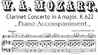 Mozart Clarinet Concerto in A major K 622 2nd Movement  Piano Accompaniment [upl. by Enirahtac]