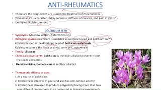 anti rheumaticsPharmacognosyDpharma part1Chap 5 [upl. by Enineg]