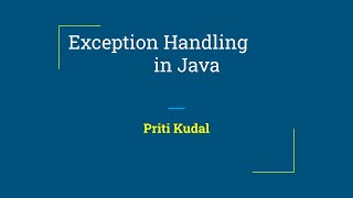 28 Exception Handling in Java [upl. by Sumedocin]