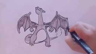 How to draw Glurak Charizard Dracaufeu リザードン Lizardon 리자몽 Rijamong [upl. by Anahs]