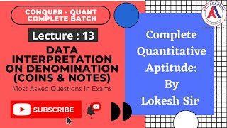 DI based on Denominations Notes amp Coins  Conquer Quant Complete Batch by Lokesh Sir [upl. by Esinart]