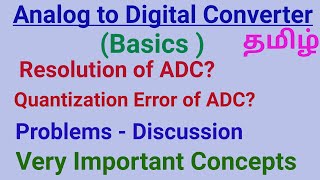 Analog to Digital converter Basics  Resolution Quantization Error Problems Tamil Exam Approach [upl. by Dearman]