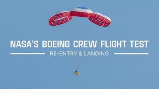 NASAs Boeing Crew Flight Test Reentry and Landing [upl. by Lienad]