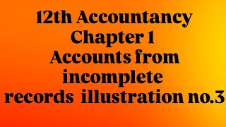 12th Accountancy Chapter 1 Accounts from incomplete records illustration 3👉 [upl. by Dorrehs797]