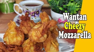 Wantan Goreng Ayam Berkeju Cheese Mozzarella  Wonton Goreng [upl. by Sokil]