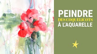 Peindre des coquelicots à laquarelle  MOYEN [upl. by Cherianne]