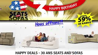 Happy Deals  Jusquà 59 de rabais  30 ans Seats and Sofas [upl. by Eoin124]