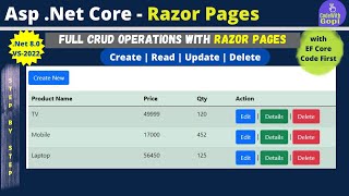 Full CRUD Operations Net Core Razor Pages CRUD  NET 80 Razor Pages using Entity Framework Core [upl. by Lleon]