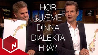 Jon og Håvard konkurrerer i norske dialekter  Praktisk info med Jon Almaas  discovery Norge [upl. by Enitsenrae]