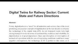 Digital Twins for Railway Sector Current State and Future Directions [upl. by Adnilem407]