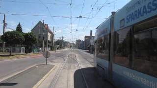 Straßenbahn Graz Trams in Graz Route 1 Hauptplatz  Eggenberg Unfallkrankenhaus [upl. by Leidag]