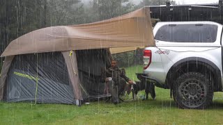 CAMPING in HEAVY RAIN  Air Tent  Car  ASMR [upl. by Sabu]