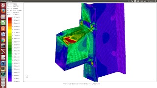 CalculiX Launcher 3beta Steel Bracket bolted connection [upl. by Annuhsal]