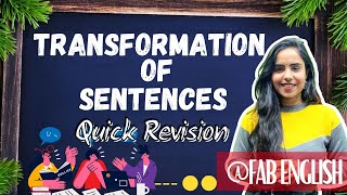 Transformation of Sentences  Sentence  English Grammar  Quick Revision  Rules And Examples [upl. by Affrica]