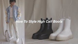 HOW TO STYLE High Calf Boots  Chunky Calf Boots Outfits Ideas [upl. by Aihtenak]