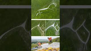 Britain’s oldest chalk figure restored to former glory england UffingtonWhiteHorse trending [upl. by Drannek273]