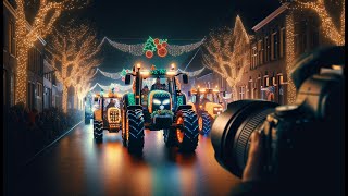 Spectacular Christmas Tractor Parade in Peizegem  50 Illuminated Tractors Light Up the Night [upl. by Anerda]