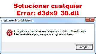 Solucionar el error d3dx938dll [upl. by Jabez]