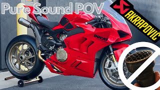 2023 Panigale V4 Pure Sound POV  Akrapovic UnderTail DB Killers REMOVED [upl. by Gannon]