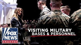 Preview Hannity joins Melania Trumps military base tour [upl. by Hannala]