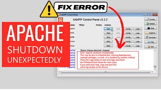 How to fix Xampp Apache shutdown unexpectedly  Xampp Apache not starting  Xampp not working 2023 [upl. by Lemahs]