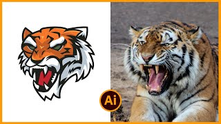 Logo Design Tutorial  How to make a Tiger Logo in Adobe Illustrator [upl. by Heidt]