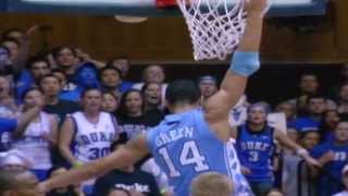 Carolina Basketball Danny Green Dunks on Paulus at Duke 2008 [upl. by Tennes724]