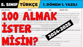 5 Sınıf Türkçe 1 Dönem 1 Yazılı 2024  2025  Açık Uçlu Sorular [upl. by Fowle]