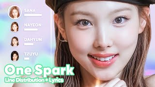 TWICE  One Spark Line Distribution  Lyrics Karaoke PATREON REQUESTED [upl. by Aremahs]