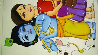 A beautiful painting of little Krishna and Radha from little Krishna [upl. by Anitsirc499]