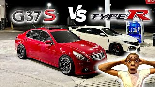 FBO HONDA TYPE R VS 3 MOD INFINITI G37 INSANE RACE [upl. by Analra133]